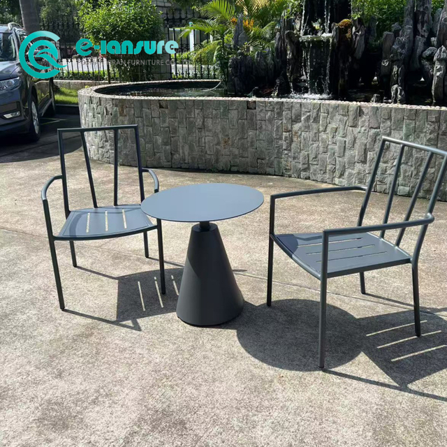 Muebles de jard&iacute;n minimalistas, silla de comedor con marco de aluminio y mesa de centro redonda, juego de comedor al aire libre para el hogar, Hotel y balc&oacute;n