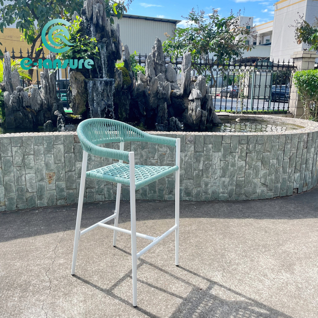 סדרת ריהוט אלגנטי ואלגנטי בחבל קלוע חדש כיסא בר בעיצוב חדש