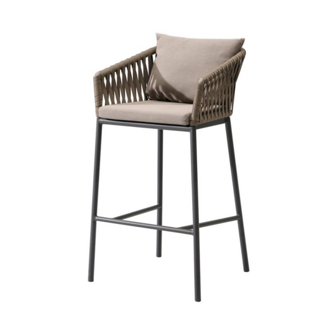 เชือกทอพร้อมเก้าอี้บาร์โครงอลูมิเนียมสำหรับกลางแจ้ง