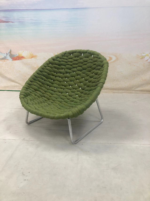 Poltrona lounge di grande larghezza intrecciata in corda verde