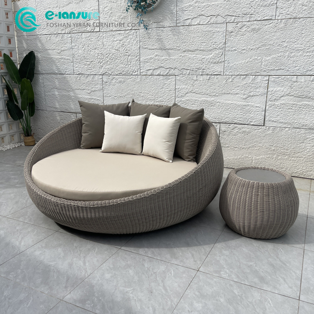 Минималистский уличный шезлонг, качественный алюминиевый каркас, садовая мебель, круглая форма у бассейна, кушетка с полиэтиленовым ротангом для курортного отеля