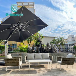 ミニマリストスタイルの屋外編組ロープ家具シリーズソファ4点セット