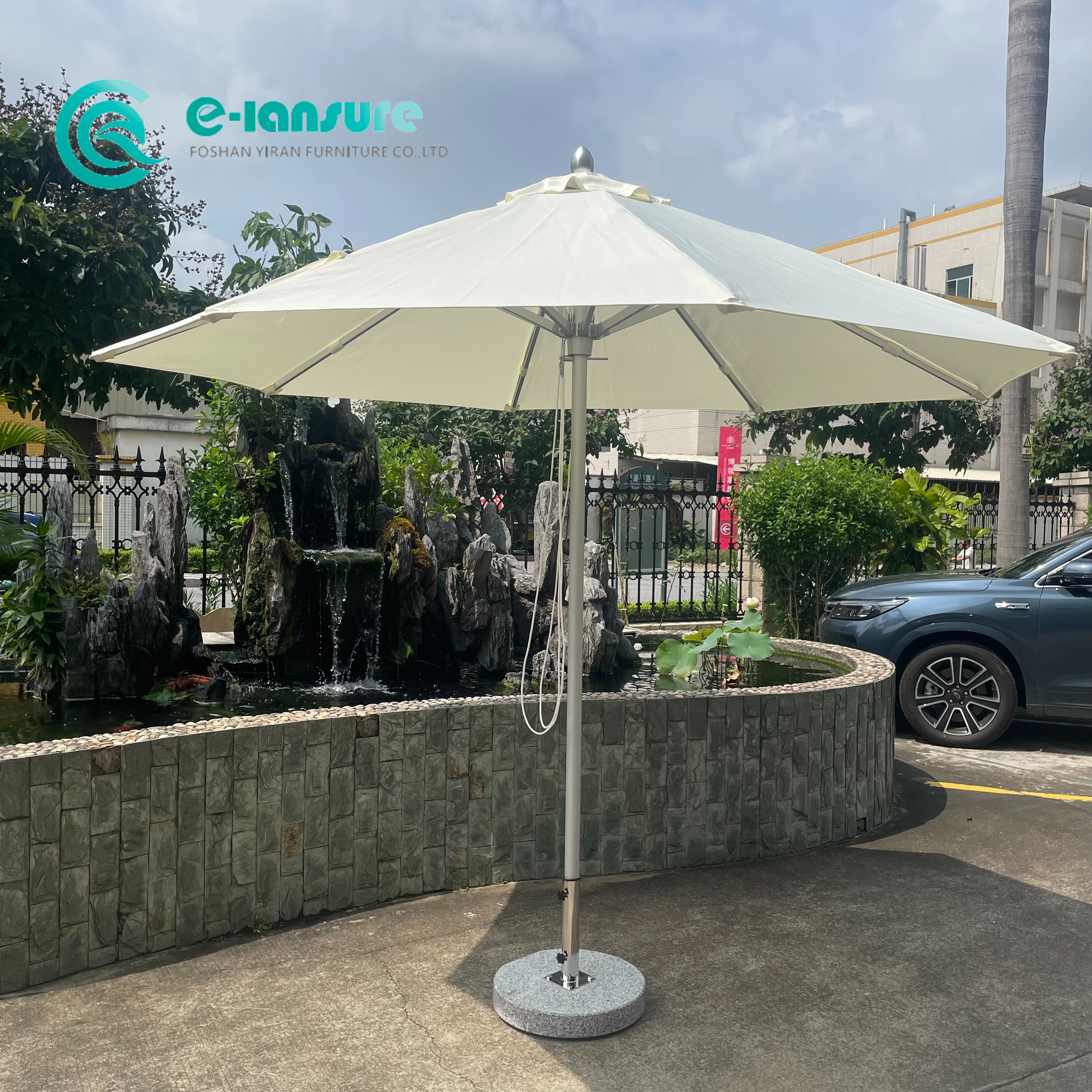 Kilang Borong Perabot Luaran Langsung Aluminium Bingkai Tiang Payung Bentuk Bulat Patio Parasol untuk Villa Hotel Beach