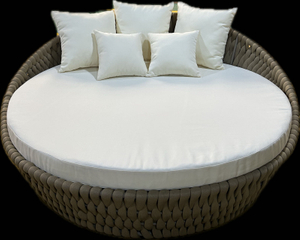 Sof&aacute; cama de aluminio de forma redonda tejido con olefina de 45 mm