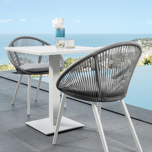 เก้าอี้ทานอาหารอลูมิเนียมถักเชือกกลม