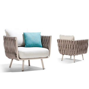 Једноседна софа са сивим ужетом од алуминијумског оквира за спољашњу употребу