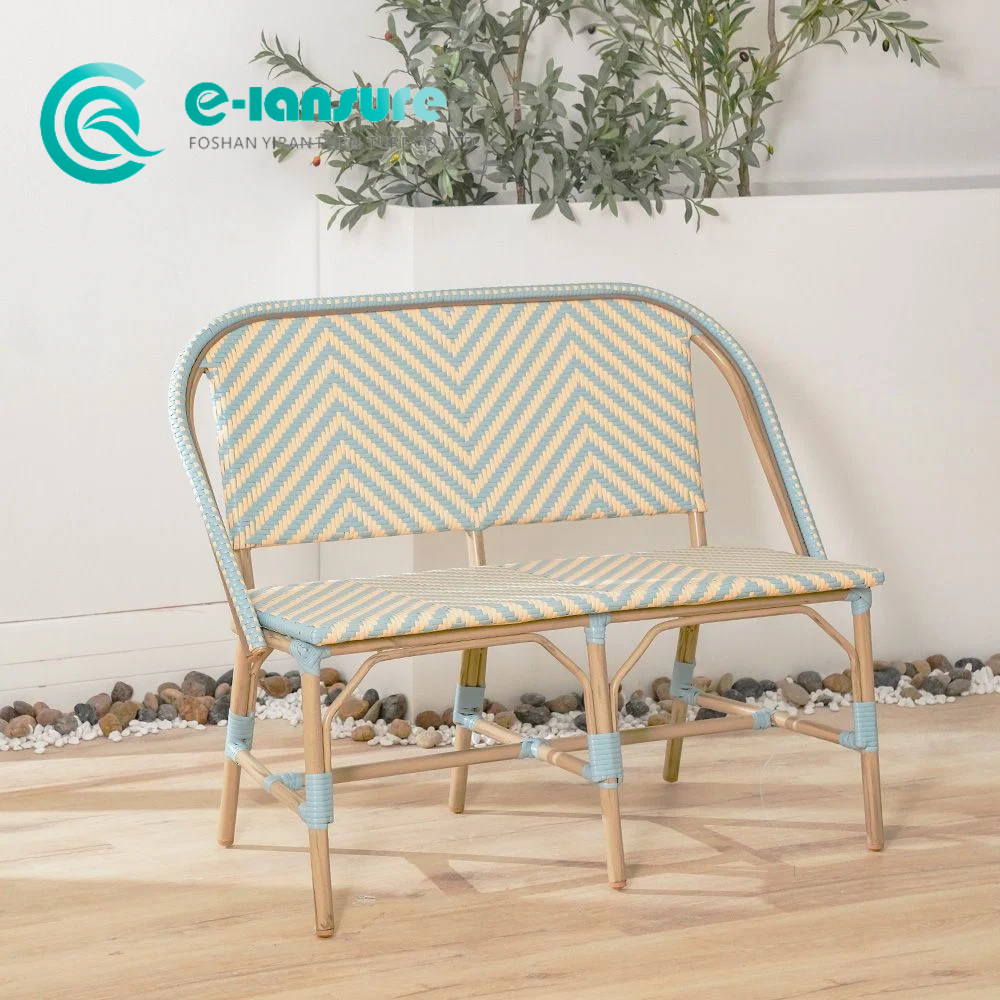 Vanjski bistro namještaj u nordijskom stilu Aluminijski okvir Vrtna duga sofa stolica Elegantna tkana klupa od ratana za dom Hotelska kavana