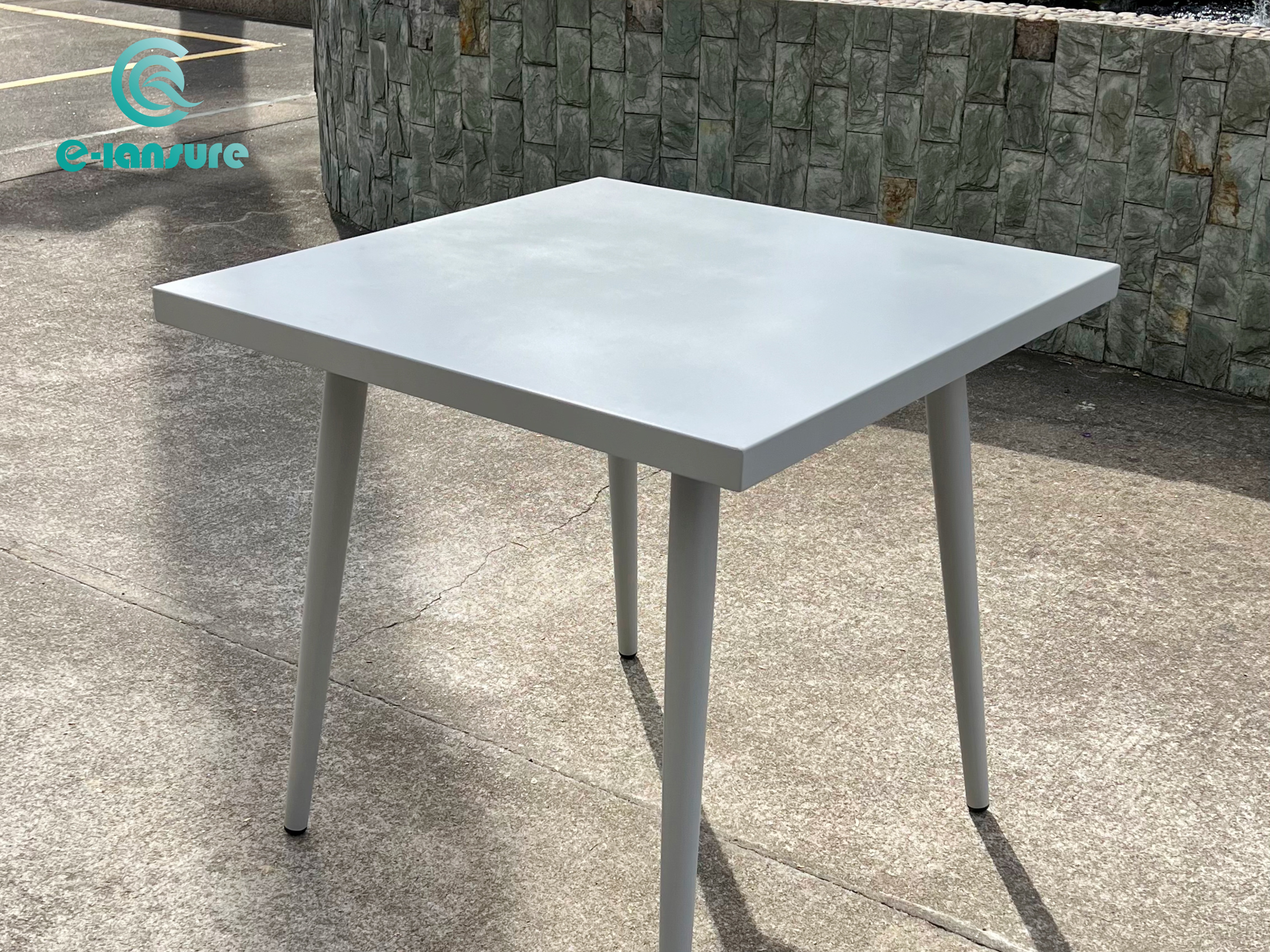 Moderna utomhusrestaurangmöbler aluminium fyrkantig matbord för 4 platser