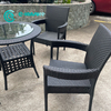 Klassieke styl tuinmeubels Kwaliteit aluminiumraam eetkamerstoel en tafel swart rottang 4+1 eetkamerstel vir buite patio restaurant