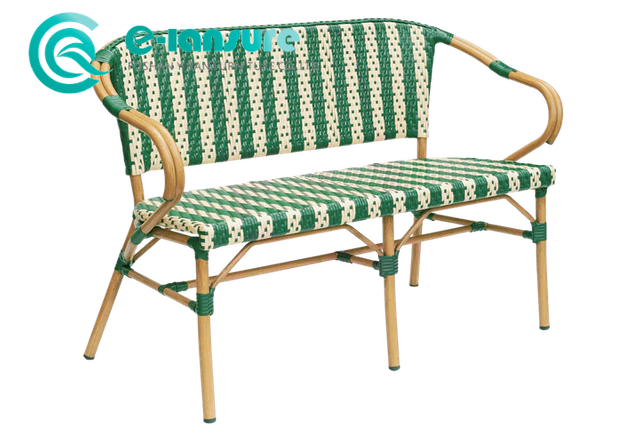 Klasik Dış Mekan Mobilya Al&uuml;minyum &Ccedil;er&ccedil;eve Tezgah Sandalye Veranda Dokuma Rattan Eğlence Kanepe Sandalye Ev Otel Restoran Bistro i&ccedil;in Kol Dayama ile