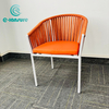 Meubles de salle &agrave; manger en aluminium de jardin, chaise de salle &agrave; manger en corde Orange avec Table &agrave; manger rectangulaire en contreplaqu&eacute; pour Patio