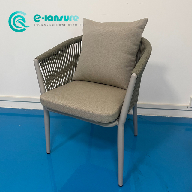 Meubles de salle &agrave; manger d'ext&eacute;rieur de haute qualit&eacute;, chaise simple avec cadre en aluminium, corde tiss&eacute;e, avec coussin, pour la maison, le jardin et la cour