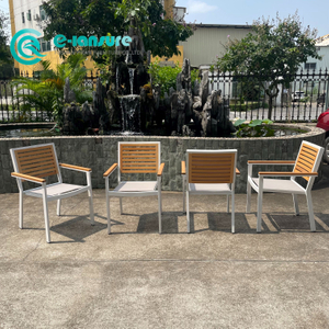 A&ccedil;ık Restoran Mobilyaları Ahşap Kol&ccedil;aklı ve Arkalıklı Al&uuml;minyum &Ccedil;er&ccedil;eve Yemek Sandalyesi Bah&ccedil;e Sandalyesi 