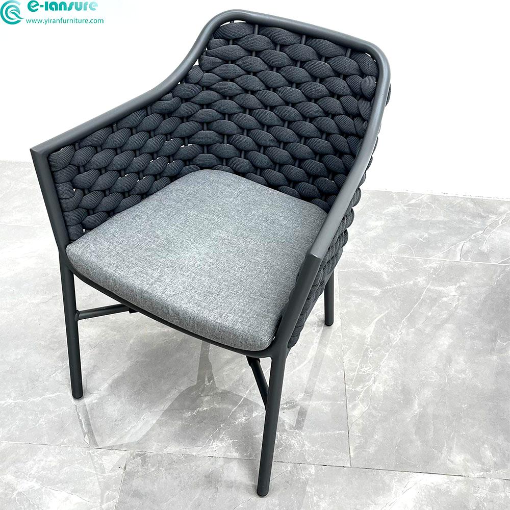 Contemporary Garden Dining Furniture High Quality Aluminum Frame Dining Chair Habi Rope Single Chair Para sa Home Hotel Backyard