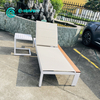 Lettino prendisole in alluminio per mobili da giardino per esterni in stile semplice con lettino prendisole in legno di teak a bordo piscina in tessuto Textilene per cortile