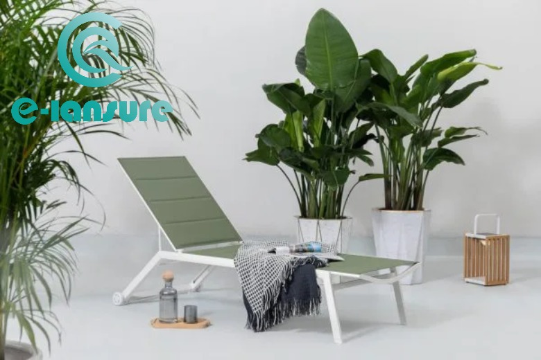 Լողավազան Sun Lounger Aluminum Frame Sun Bed Անջրանցիկ գործվածքների Chaise Lounge Lounge Outdoor Garden- ի համար 