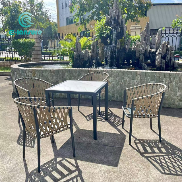 آرام دہ اور پرسکون بیرونی فرنیچر گھر کے لئے سادہ باغ ایلومینیم لٹ رسی کرسی 