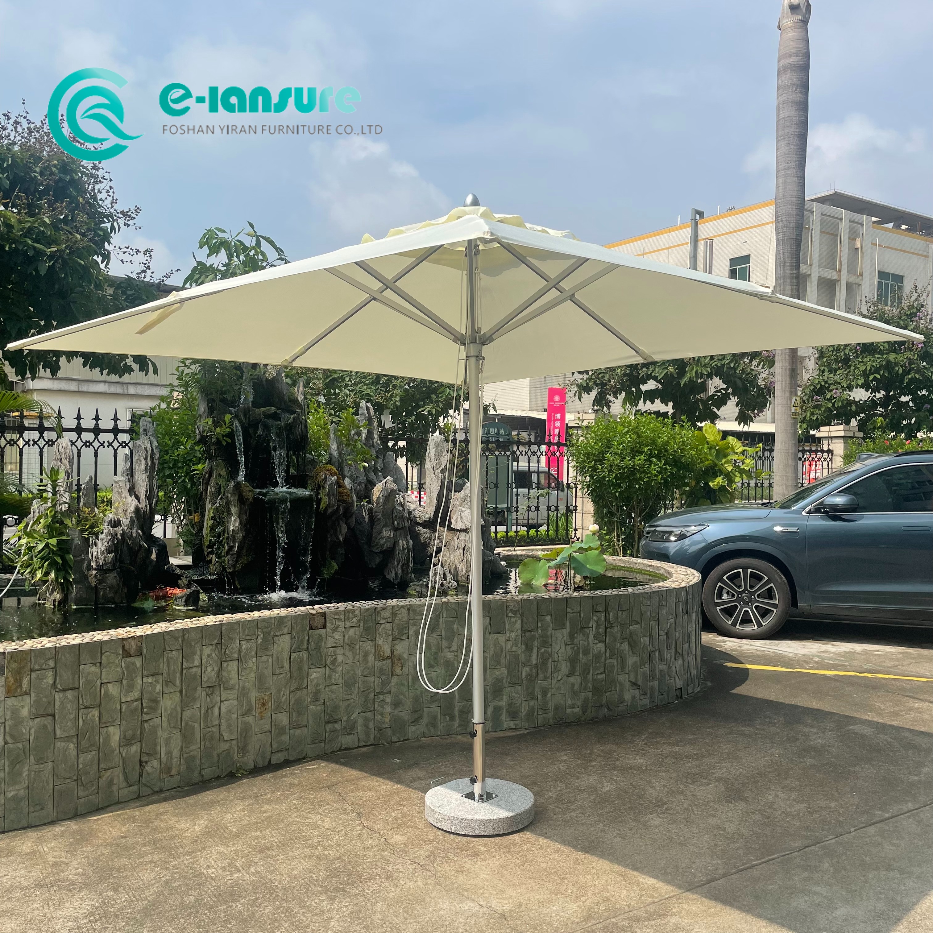 مظلة خارجية للبيع بالجملة بتصميم بسيط بطول 3 أمتار مربعة مظلة للشاطئ مع أقمشة مناسبة لجميع الأحوال الجوية للمنزل والحديقة والفيلا