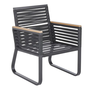 เก้าอี้เชือกสีดำหรูหรามีที่วางแขนไม้สัก