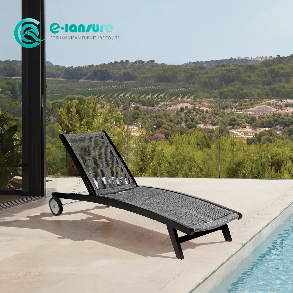 Mobilje kopshti me shumic&euml; Korniz&euml; alumini Shezlong i endur me litar Karrige shezlong pran&euml; pishin&euml;s Shezlong me rrota p&euml;r hotel Resort