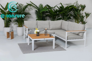Mobilier de canapea minimalistă de exterior canapea din aluminiu cu masă de ceai set de canapea de colț de grădină pentru curtea de acasă