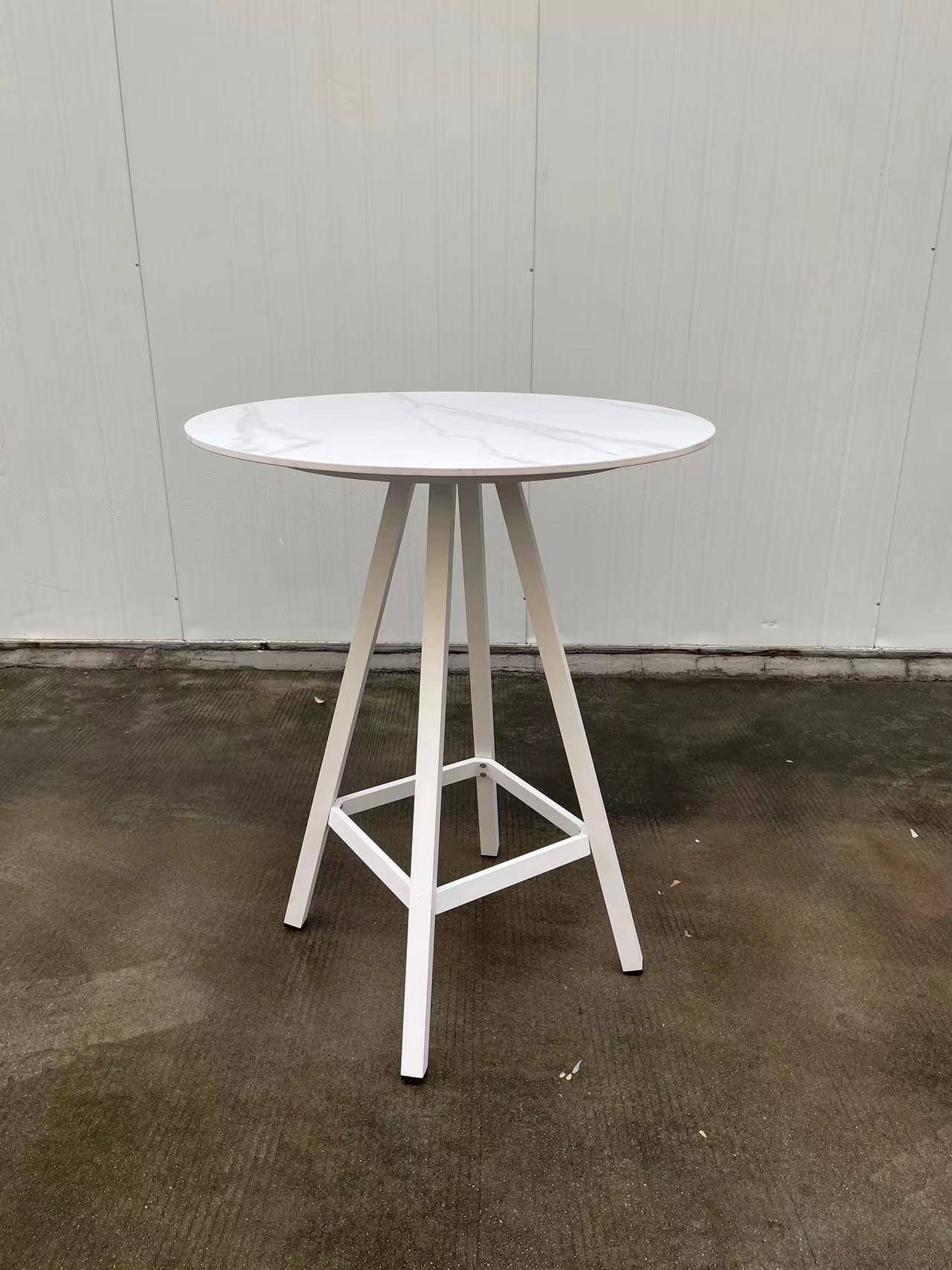 Tavolo da barra in alluminio top in pietra sinterizzato rotondo con gambe KD
