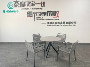 Mob&iacute;lia de jantar minimalista ao ar livre 4 + 1 conjunto de jantar cadeira de jantar de alum&iacute;nio com mesa redonda para restaurante no p&aacute;tio