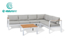 Perabot Sofa Luaran Bergaya Set Sofa Sudut Bingkai Aluminium Tahan Lama Sofa Taman dengan Set Meja Kopi Untuk Vila Rumah