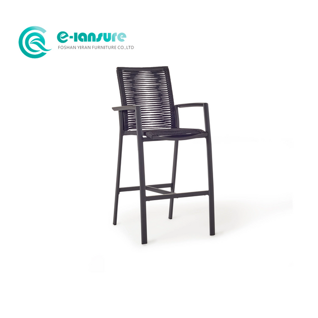 Wholesale Garden Furniture Aluminum Bar Chair Elegant Woven Rope Bar Stool Patio High Bar Chair para sa Hotel Restaurant