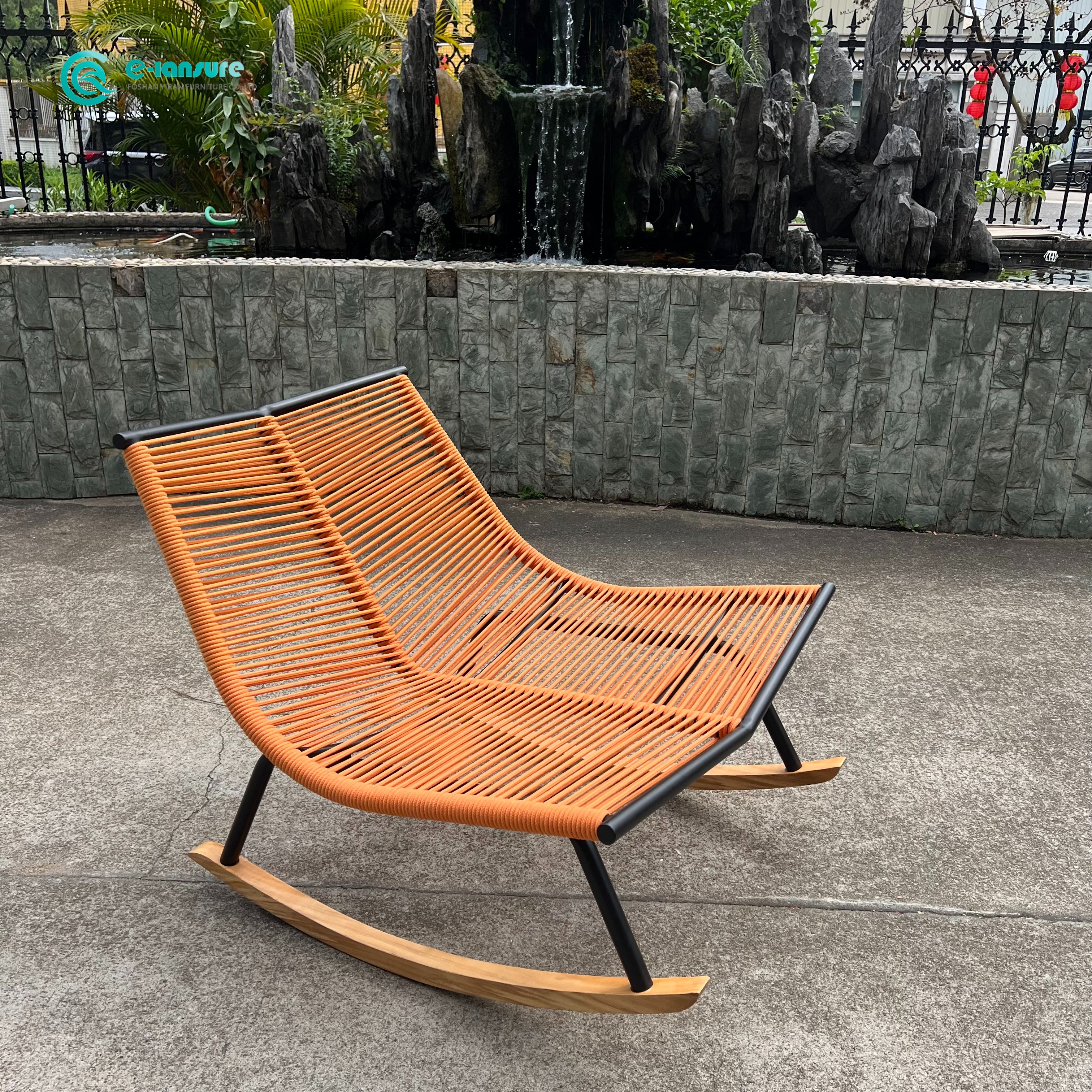 Ourdoor Leisure Kerusi Goyang Aluminium Tahan Lama Dan Kerusi Taman Tali Tenunan