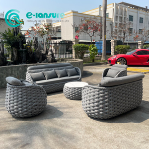 Sofa Set Foshan Factory Waterproof Aluminium Frame Contextum Rope Sofa Cathedra cum Coffee Table for Villa Garden 