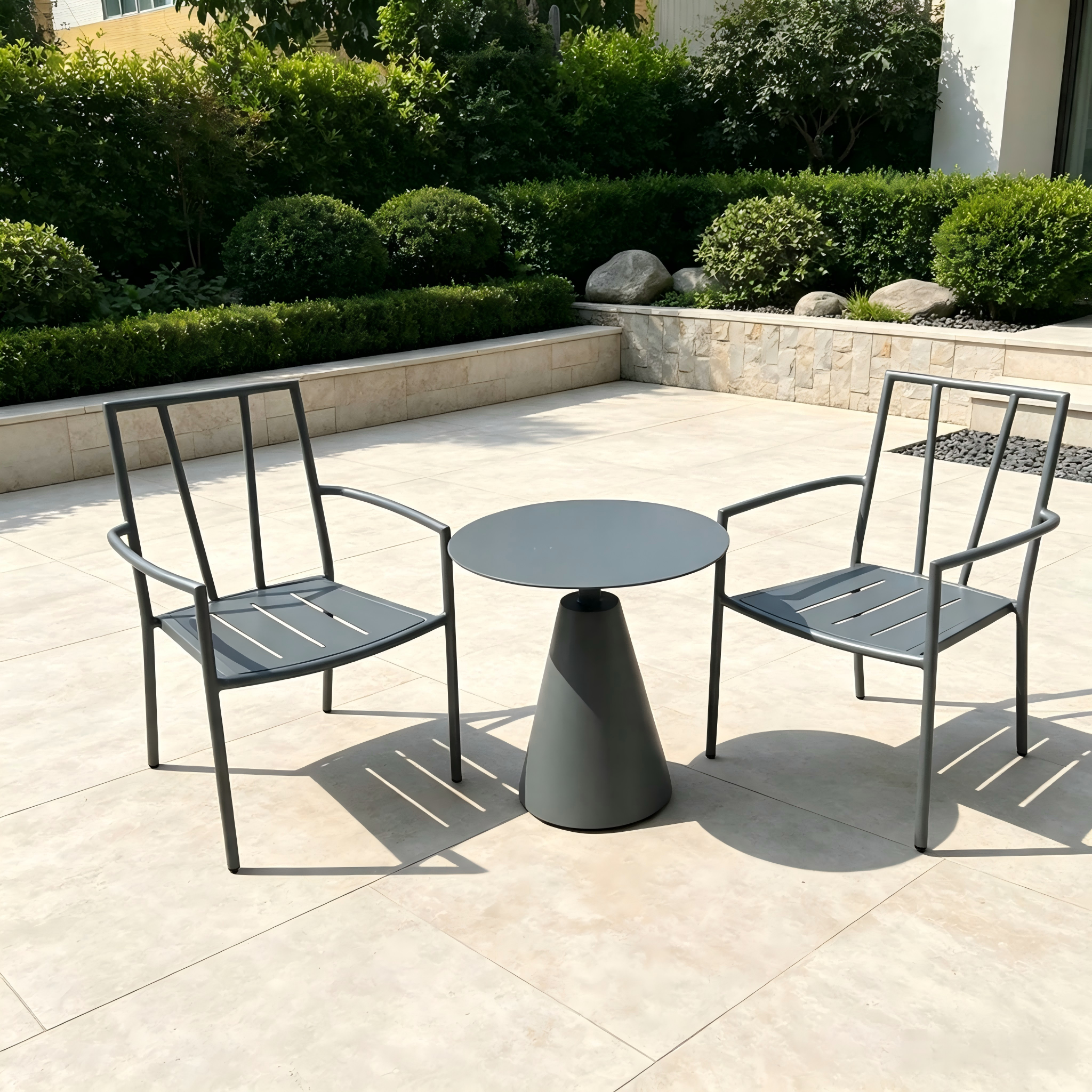 Minimalist Garden Furniture Aluminum Frame Dining Chair na May Round Coffee Table Outdoor Dining Set para sa Home Hotel Balcony