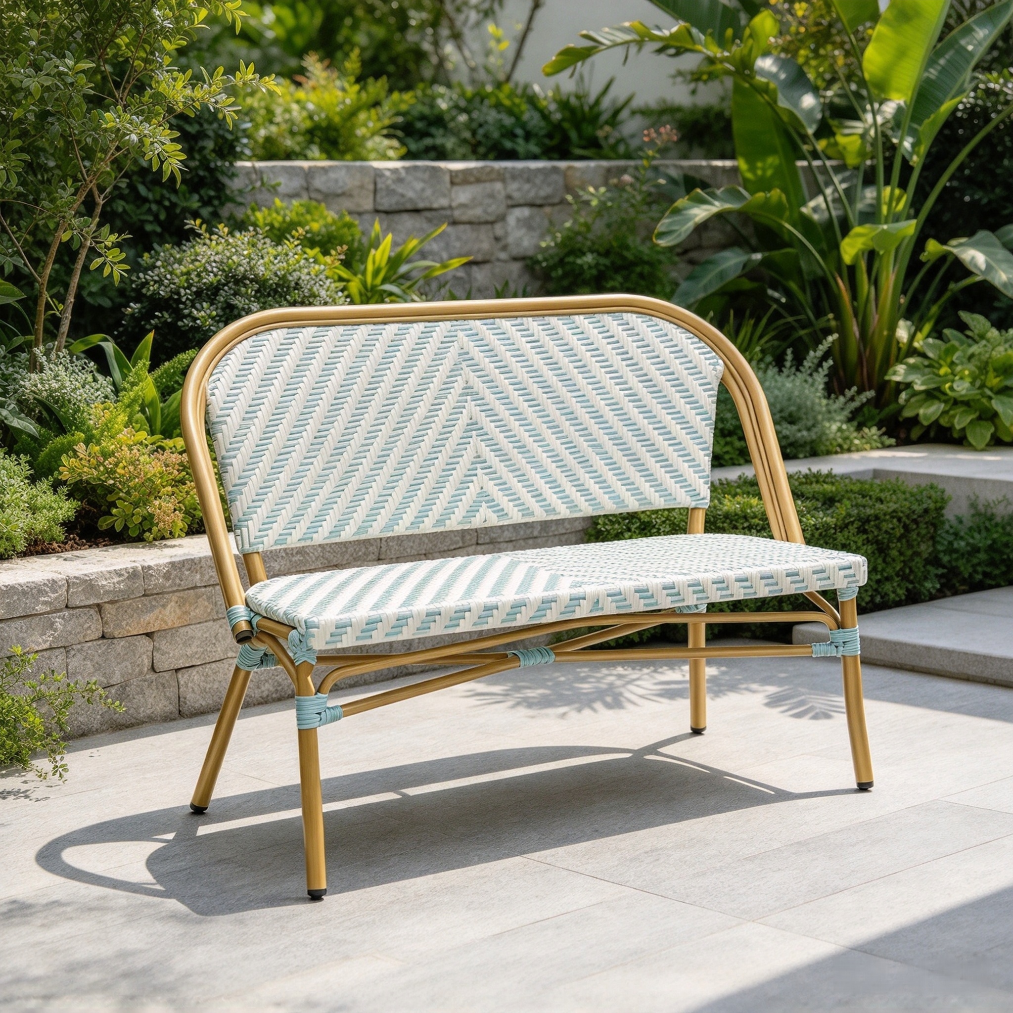 Commerce de gros de meubles de restaurant en aluminium tiss&eacute; &eacute;l&eacute;gant banc en rotin chaise jardin long banc patio canap&eacute; chaise pour l'ext&eacute;rieur Bistro Coffee Shop