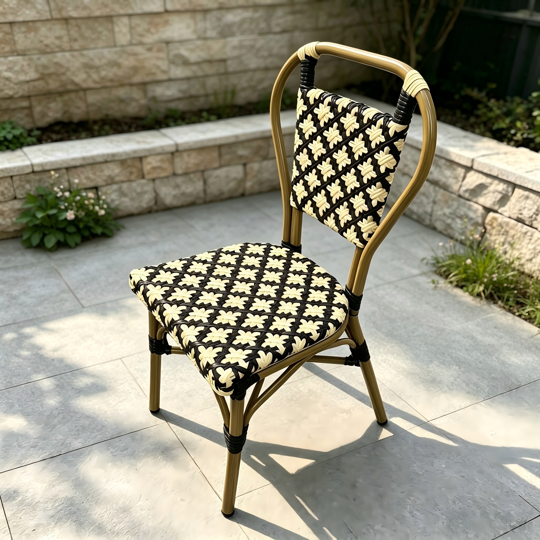 Sedia da giardino minimalista in alluminio da giardino con sedia in rattan PE Fruniture per ristorante dell'hotel