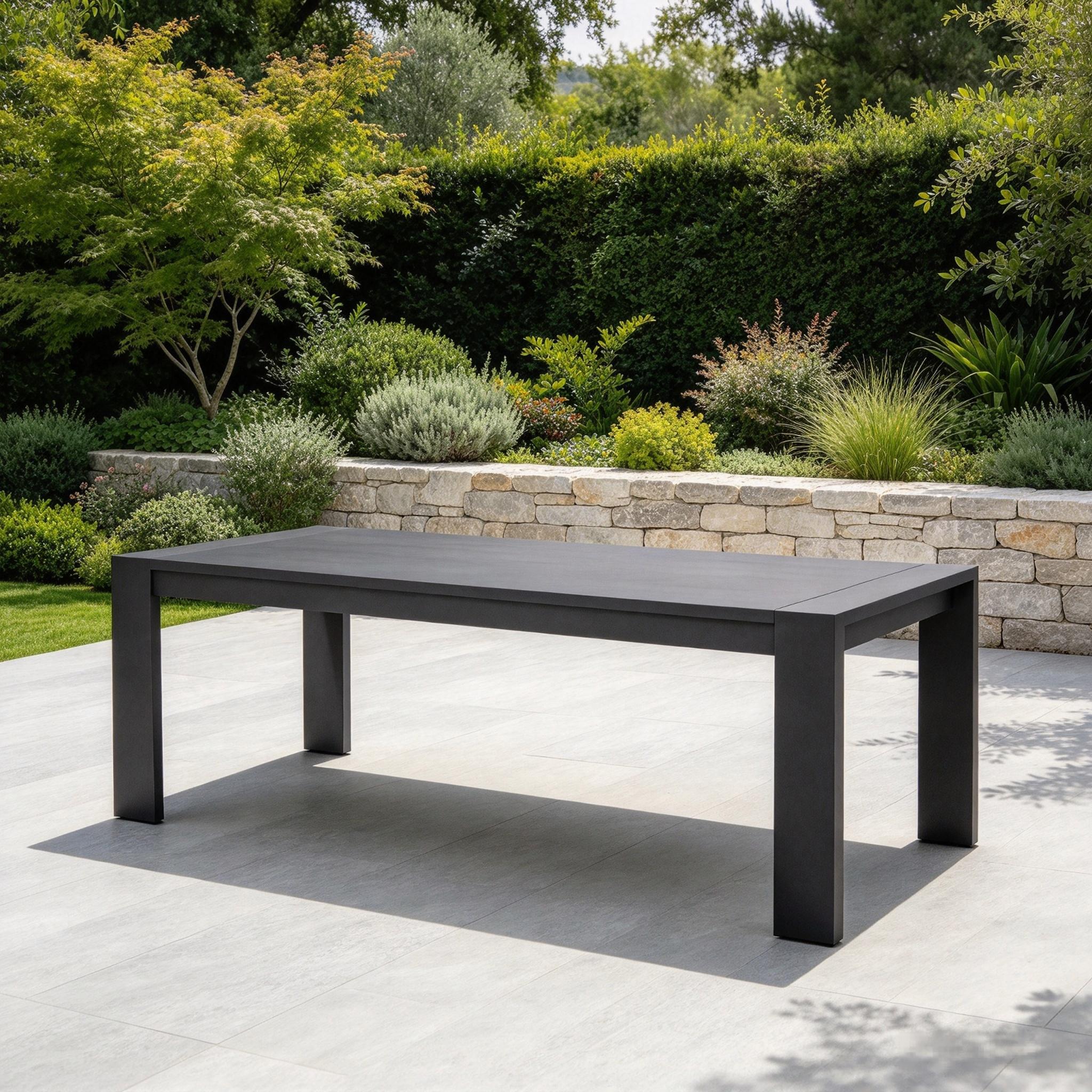 Tavolo da pranzo rettangolare con struttura in alluminio verniciato a polvere da giardino all'ingrosso per mobili da pranzo all'aperto per 6 persone 