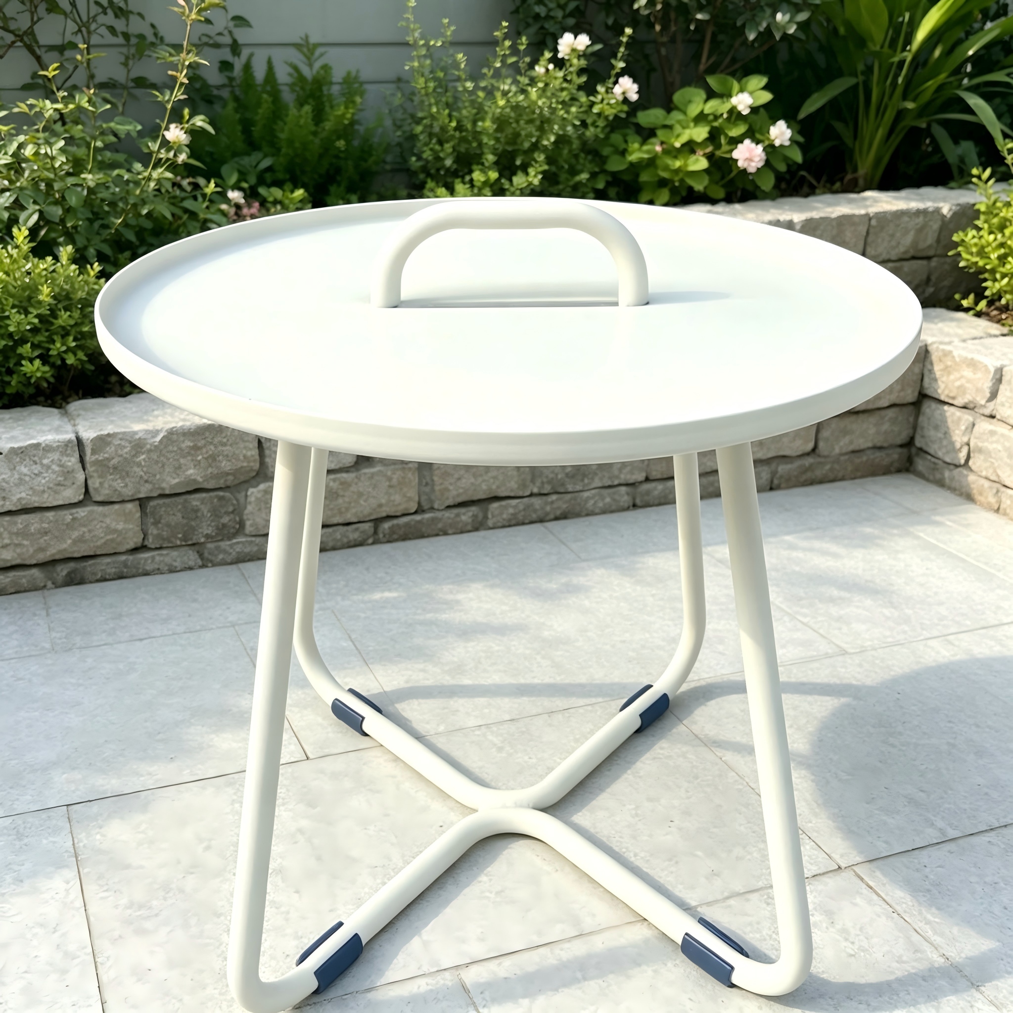 Simplex Stylus Outdoor Furniture Round Shape Pulvis Coated Aluminium Frame Latus Tabula cum manubrio Domus Patio