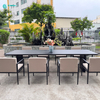 Mobilier practic de luat masa in aer liber Scaun de sufragerie din cadru din aluminiu cu set de masa dreptunghiulara pentru restaurantul vila