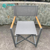 Kursi Lipat Rangka Aluminium Furnitur Luar Ruangan Sederhana Nordic dengan Sandaran Tangan Kayu Jati Kursi Kamp Direktur Teras untuk Halaman Villa