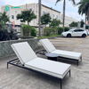လက္ကား ပြင်ပ Sun Lounger Aluminum Frame Chaise Lounge Chair Poolside Sunbed နှင့် Hotel Resort အတွက် Tea Table Set