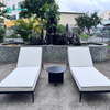လက္ကား ပြင်ပ Sun Lounger Aluminum Frame Chaise Lounge Chair Poolside Sunbed နှင့် Hotel Resort အတွက် Tea Table Set