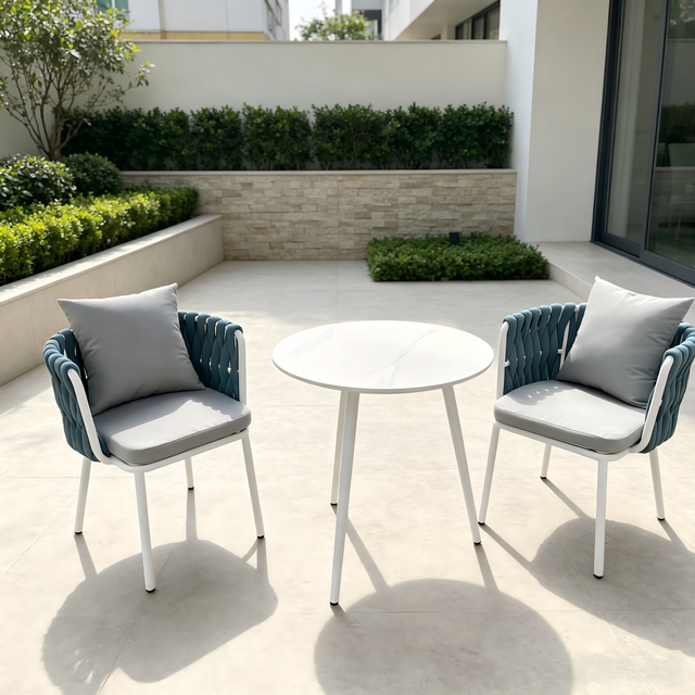 S&eacute;rie casual de m&oacute;veis de p&aacute;tio, cadeira de jardim ao ar livre, corda tran&ccedil;ada, novo design