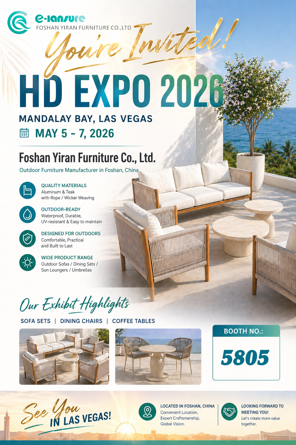 Tapaa Foshan Yiran Furniture Co., Ltd. HD Expo 2026:ssa Las Vegasissa
