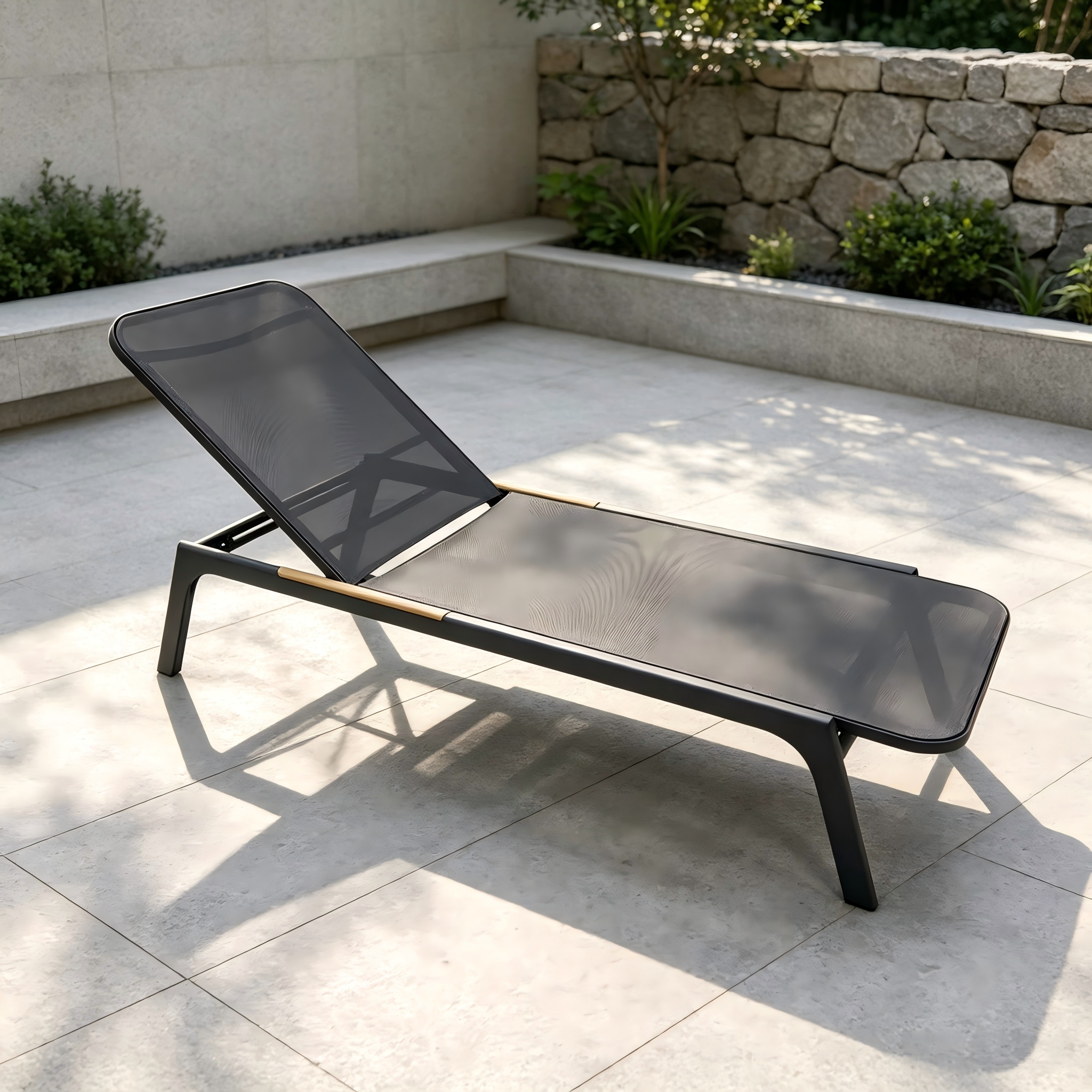 Lettino prendisole da esterno all'ingrosso con telaio in alluminio di qualit&agrave;, lettino prendisole a bordo piscina, chaise longue con tessuto impermeabile per Villa Resort