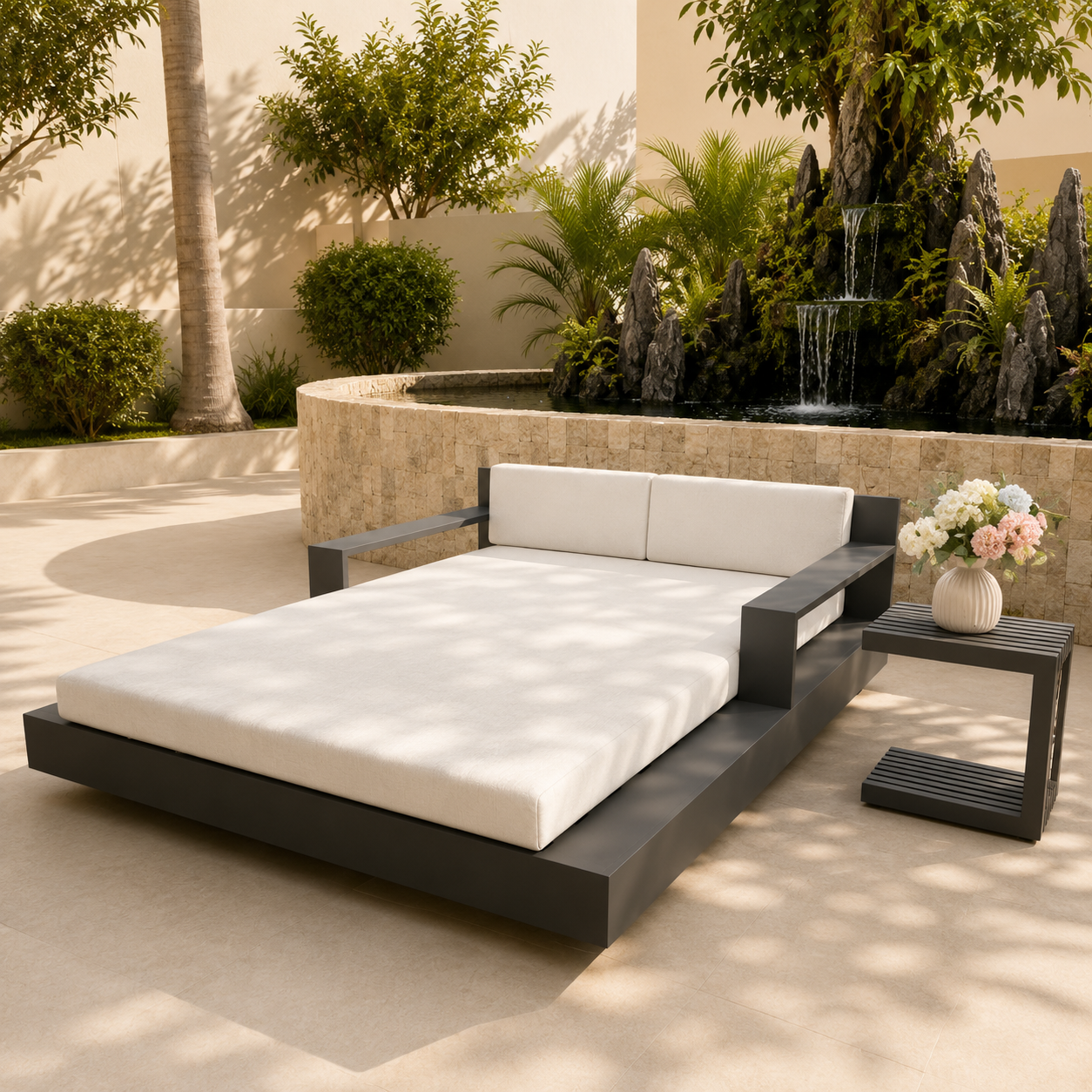 Velit Aluminium Daybed Poolside Sunbed Tempestas Repugnans Duplex sol Lounger pro Villa Obstinatus