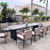 Mobilier practic de luat masa in aer liber Scaun de sufragerie din cadru din aluminiu cu set de masa dreptunghiulara pentru restaurantul vila